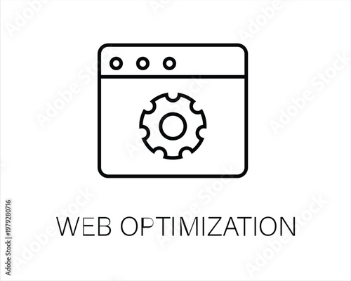 Web Optimization, SEO, Browser, Gear, Settings, Performance, Development, Website, Internet, Technology, Digital, Marketing, Management, Icon, Vector, Set