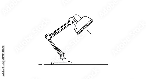 Desk lamp with adjustable arm standing.