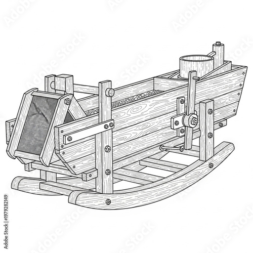 Detailed illustration of mechanical device.
