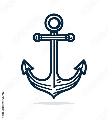 Simple navy blue anchor outline on a white background