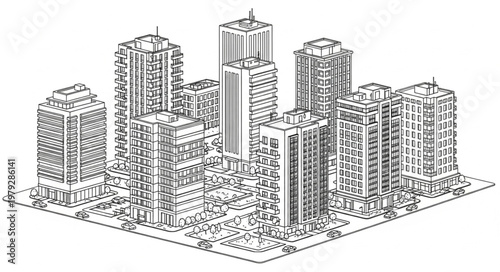 City Skyline Urban Buildings.