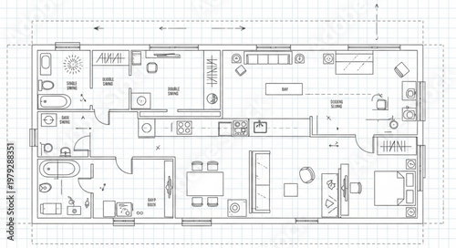 Architectural floor plan drawing of a building interior layout.