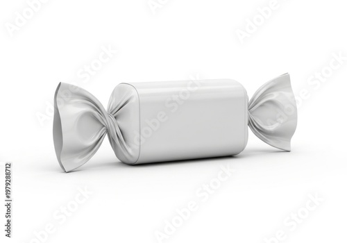 Isolated rectangular candy wrapper with twisted ends, blank packaging mockup for confectionery, chocolate, sweets branding
