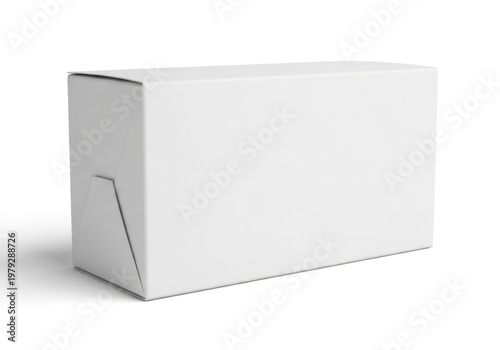 Isolated rectangular cardboard box mockup for product packaging, branding template, shipping container, blank paper material