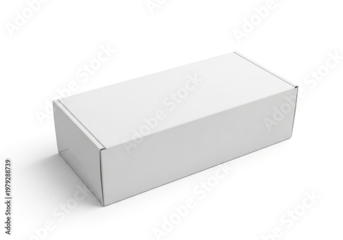 Isolated rectangular cardboard bakery box with clean surface, template for packaging design, mockup for delivery or gift