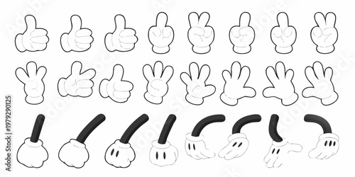 Vászonkép A collection of cartoon hands displaying various poses and gestures