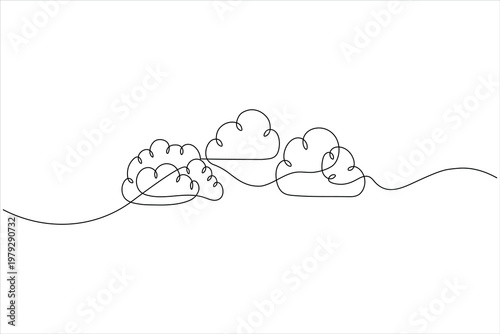 Cloud upload continuous one line drawing minimalist icon for data storage
