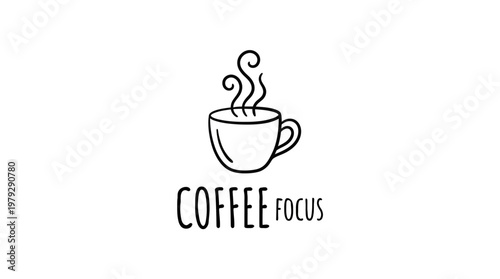 Minimalist Coffee Cup Logo With Steam and Text