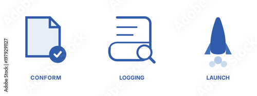 Conform logging and launch icons for business procedures and startup.