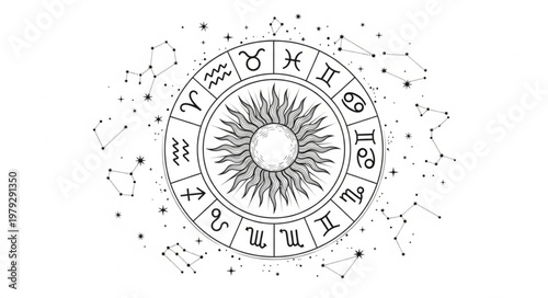 Zodiac Wheel Astrology Symbol.