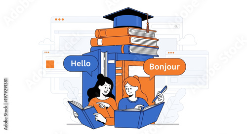 Students Learning Language Online.