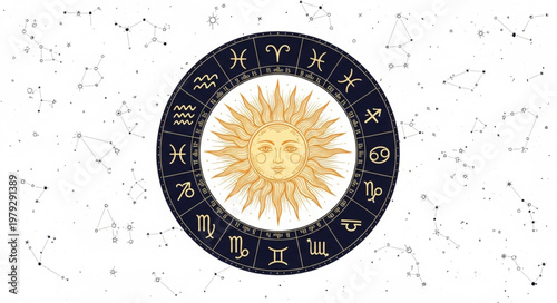 Zodiac Wheel Astrology Symbol.