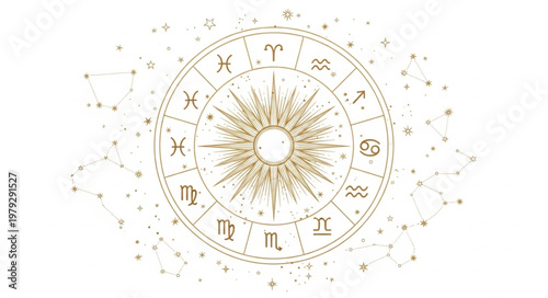 Zodiac Wheel Astrology Symbol.