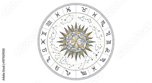 Zodiac Wheel Astrology Symbol.