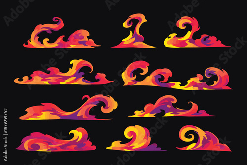 stylized energy waves cartoon illustration