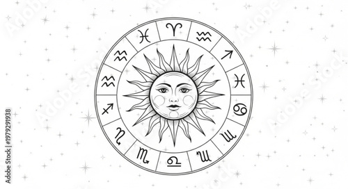 Zodiac Wheel Astrology Symbol.