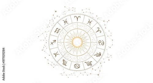 Zodiac Wheel Astrology Chart Symbol.
