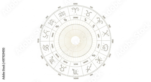 Zodiac Wheel Astrology Circle Diagram.