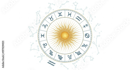 Zodiac Wheel Astrology Sun Symbol.