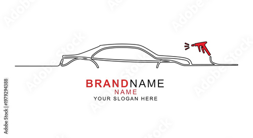 Car outline with paint spray gun for automotive repair and branding.