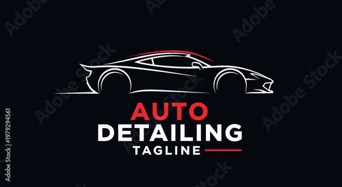 Modern Auto Detailing Logo Design with Sports Car Silhouette.