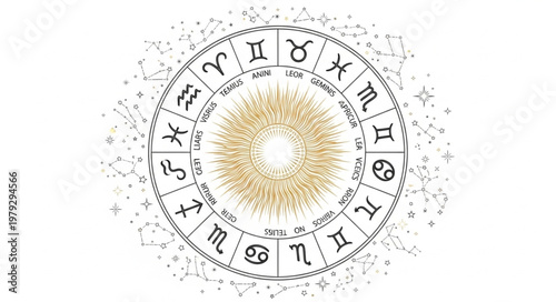Zodiac Wheel Astrology Symbol.