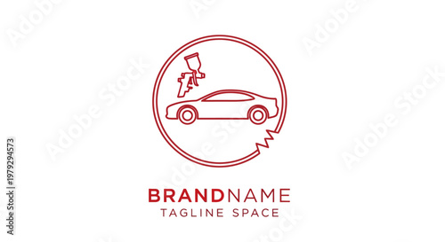 Modern automotive car painting and repair service logo design with spray gun.