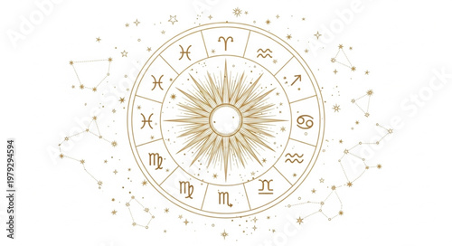 Zodiac Wheel Astrology Symbol.