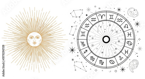 Zodiac Wheel Astrology Symbol.