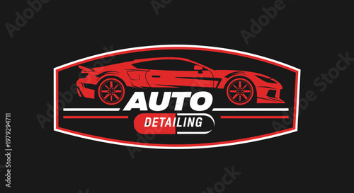 Sleek Red Sports Car Auto Detailing Logo Design.