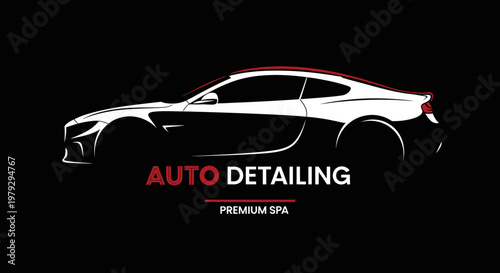 Sleek sports car silhouette for auto detailing and premium spa services.