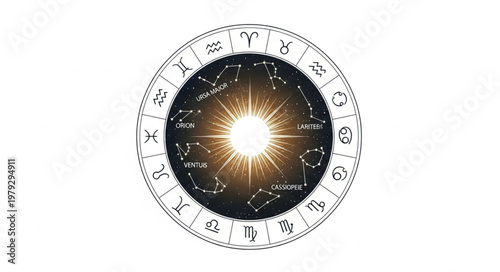 Zodiac Wheel Astrology Symbol.