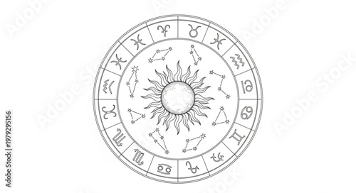 Zodiac Wheel Astrology Symbol.