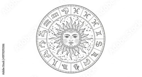 Zodiac Wheel Astrology Circle Design.