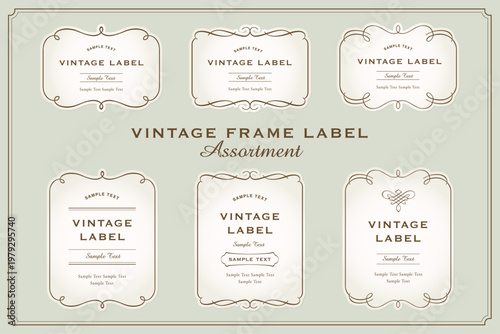 A collection of vintage labels with decorative frames. Retro and vintage frames, frames, labels, and partitions. Retro vector illustration. Package design and invitation design elements.