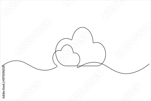 Cloud upload continuous one line drawing minimalist icon for data storage
