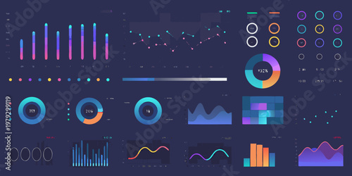Abstract data visualization with charts graphs and statistical elements