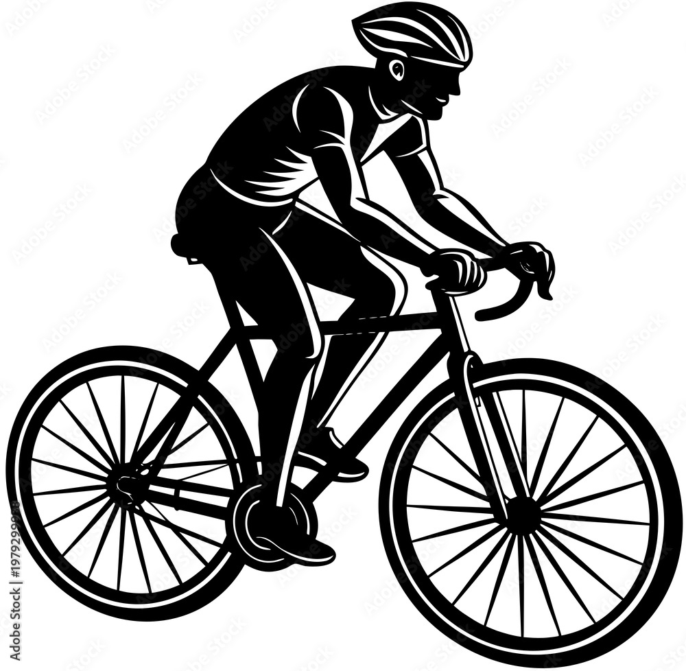 Naklejka premium man on bicycle
