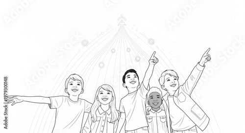 Group of friends celebrating with confetti and fireworks.