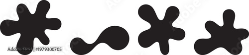Abstract black ink blot shapes a minimalist artistic expression