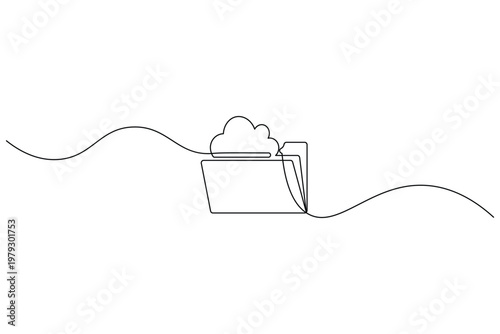 Cloud upload continuous one line drawing minimalist icon for data storage
