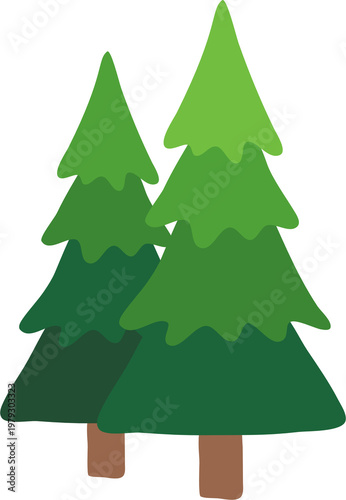 Simple evergreen fir trees isolated on white background