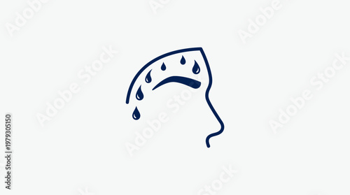 Sweating Face Icon Minimalistic Design