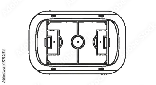 football stadium icon, top view field layout, outline style, minimal UI vector , white background 