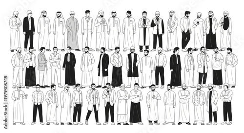 Group of diverse people standing together in a line, portrait view.