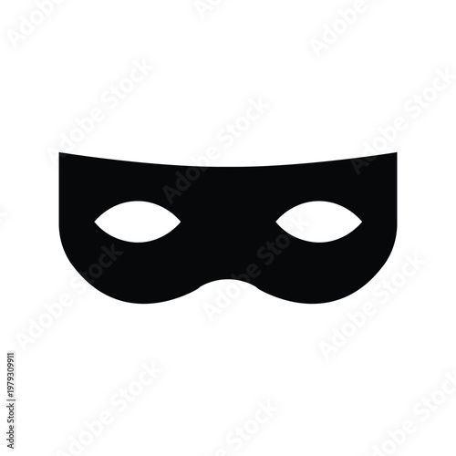 Superhero Eye Mask Silhouette Vector Icon Secret Identity Disguise Bandit Costume Masquerade Party Accessory