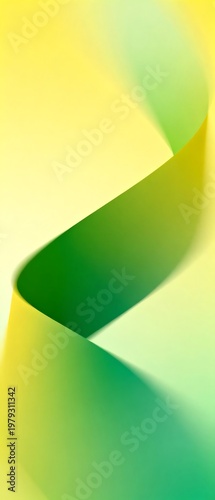 Abstract Green Yellow Gradient Ribbon Wave