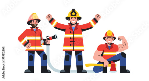 Brave and Strong Firefighter Team Responds to Emergencies with Courage and Dedication, Protecting Communities