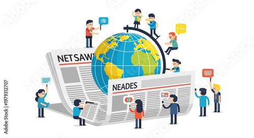 Global News and Communication People Connecting and Sharing Information Around the World