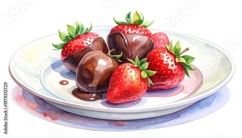 Chocolate Covered Strawberries Watercolor Painting